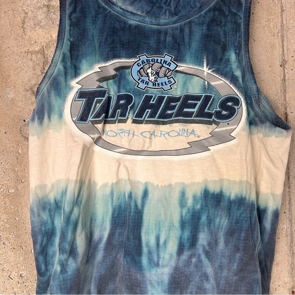 Vintage 90s unc tarheels tie dye blue navy white tank top unisex large - Picture 6 of 7